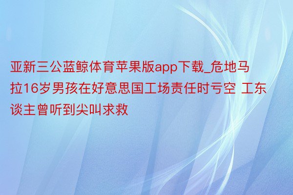 亚新三公蓝鲸体育苹果版app下载_危地马拉16岁男孩在好意思国工场责任时亏空 工东谈主曾听到尖叫求救