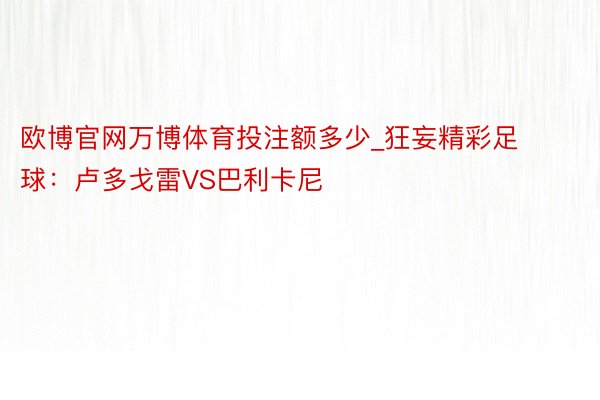 欧博官网万博体育投注额多少_狂妄精彩足球：卢多戈雷VS巴利卡尼