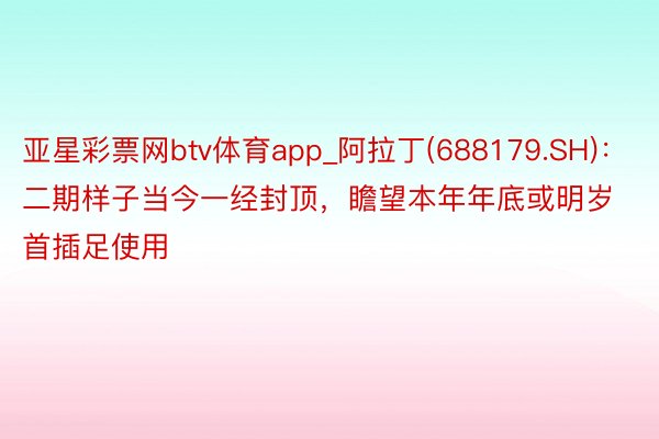 亚星彩票网btv体育app_阿拉丁(688179.SH)：二期样子当今一经封顶，瞻望本年年底或明岁首插足使用