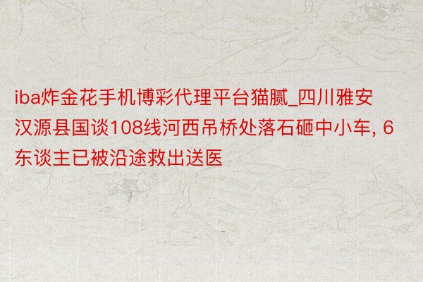 iba炸金花手机博彩代理平台猫腻_四川雅安汉源县国谈108线河西吊桥处落石砸中小车, 6东谈主已被沿途救出送医