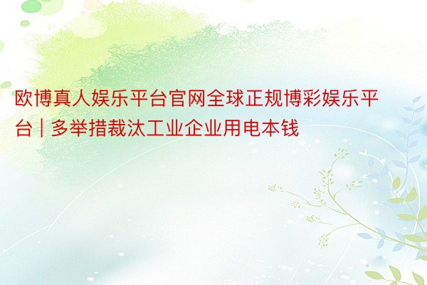 欧博真人娱乐平台官网全球正规博彩娱乐平台 | 多举措裁汰工业企业用电本钱
