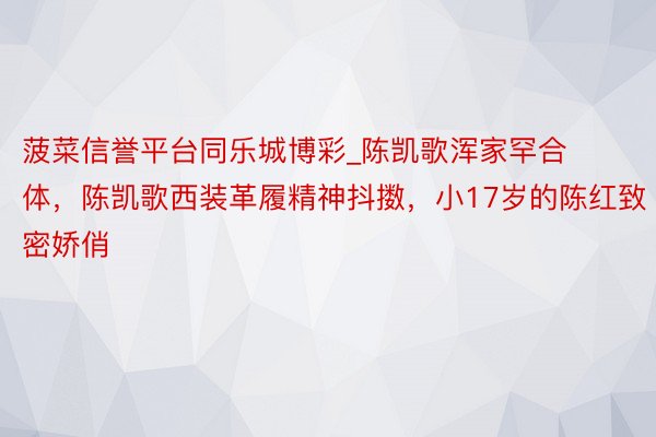 菠菜信誉平台同乐城博彩_陈凯歌浑家罕合体，陈凯歌西装革履精神抖擞，小17岁的陈红致密娇俏