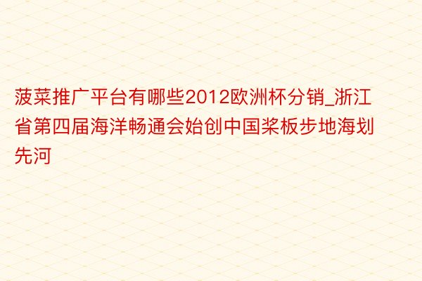 菠菜推广平台有哪些2012欧洲杯分销_浙江省第四届海洋畅通会始创中国桨板步地海划先河