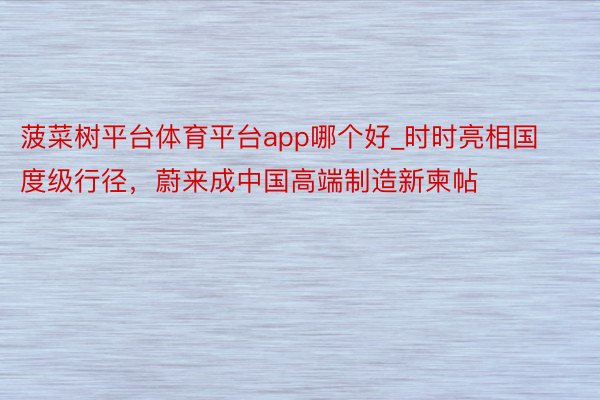 菠菜树平台体育平台app哪个好_时时亮相国度级行径，蔚来成中国高端制造新柬帖